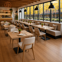 Ensemble de restaurant élégant sur mesure Ron Group : table carrée en bois et banquette rembourrée en tissu, mobilier commercial, chaise