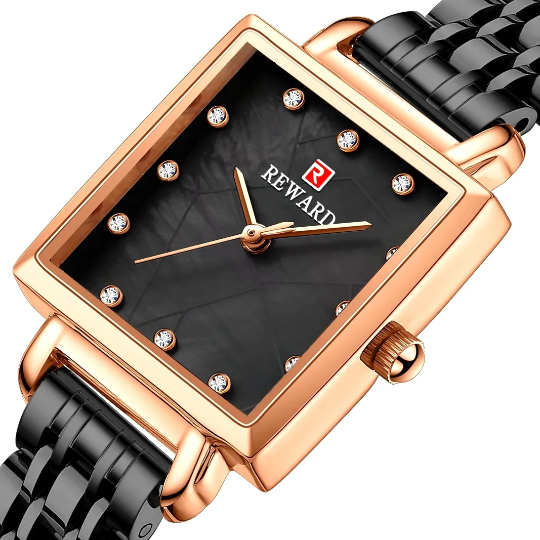 Beloning Groothandel Mode Dames Horloge Vierkante Roestvrij Staal Gouden Horloge Voor Vrouwen Luxe Quartz Horloges Montre Femme Luxe