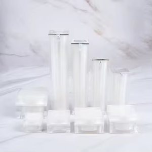 Envío Rápido, Tarro <span class=keywords><strong>de</strong></span> Plástico Acrílico Cuadrado Blanco Esmerilado para Envasado <span class=keywords><strong>de</strong></span> Cosméticos, 5g 10g 15g 30g 50g - Product Image 2