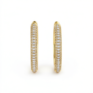 Orecchini a Cerchio E4204 in Oro per Donna, con Diamanti Incastonati, Gioielli Classici per Feste - Product Image 1