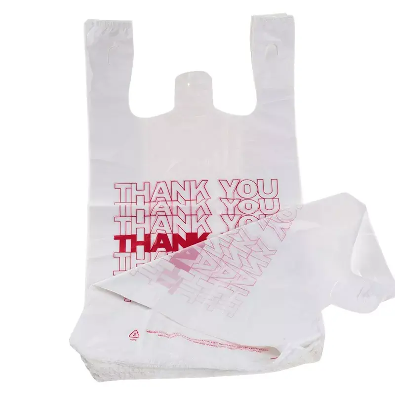 Groothandel Poly Plastic Winkelen Vest Zak Dank U Size T-shirt Tas Voor Supermarkt