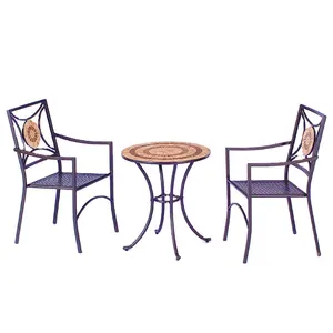 Direkt vertrieb Mosaik 3-stück Bistro Set mit Einem Kaffee Tisch Zwei Armlehne Stühle