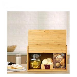 Boîte à pain en bambou à double couche avec couvercle pour la cuisine - Product Image 1