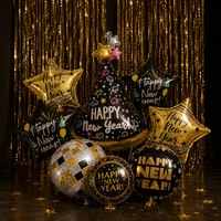 Ensemble de ballons en feuille d'aluminium 2027, noir et or, Joyeux Nouvel An, ballons en mylar en forme d'étoile et ronds, décoration de fête du Nouvel An, vente en gros