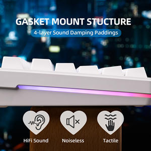 <span class=keywords><strong>Clavier</strong></span> de jeu mécanique XVX M75 Lumina Tri-Mode 75% avec rétroéclairage RVB, <span class=keywords><strong>clavier</strong></span> blanc en forme de cœur, cadeau pour la Saint-Valentin - Product Image 3