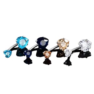 Anneau de nombril en acier inoxydable avec cristal CZ |   Bijoux pour piercing du nombril |   Barre de musculation suspendue pour femmes - Product Image 2