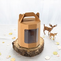 Boîte cadeau en papier hexagonale pliable de couleur unie avec fenêtre transparente en PVC, pour fleurs et jouets