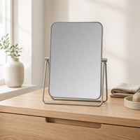 Miroir cosmétique OEM en acier inoxydable, personnalisé, 15 pouces, simple face, pliable, pour maquillage, vente en gros, maison, hôtel