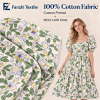 Tissu Popeline de Coton Imprimé Numérique Personnalisé Motif Floral Héritage Élégant, Doux 105 g/m² pour Robes, Blouses et Matelassage