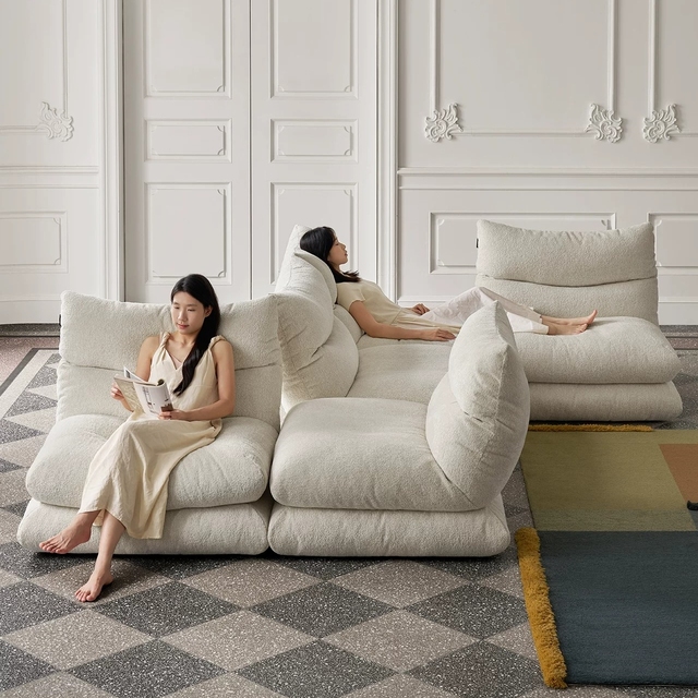 Factory Direct French Cream Modular Fabric Sofa Designer Freely Combinable Custom Wholesale for Hotel Living Room