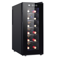 Armoire à vin à refroidissement silencieux 33L Petit réfrigérateur à vin autoportant d'une capacité de 12 bouteilles