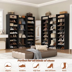 Étagère à chaussures en bois et panneau de rangement pour salon et entrée d'appartement - Organisateur de chaussures imperméable et gain de place - Product Image 5