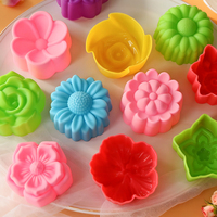 Cetakan mangkuk kue silikon bentuk bunga 5cm cetakan Cupcake Muffin silikon cetakan cangkir Muffin DIY alat kue cetakan puding