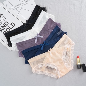 La biancheria intima Sexy di appello della prospettiva della garza netta a basso prezzo tenta gli slip della biancheria intima a vita bassa con fiocco adorabile e fondente - Product Image 2