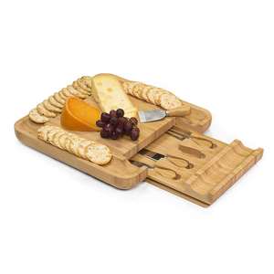 Tabla de Cortar de Cocina de Bambú, Juego de Tabla de Charcutería de Madera, Juego de 4 Cuchillos y Servidor de Acero Inoxidable para Cocina, Comedor, Queso - Product Image 5