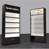 Vitrine à parfum moderne et lumineuse, étagères à niveaux, design mural, finition peinture au four, couleur blanche, comptoir personnalisable pour