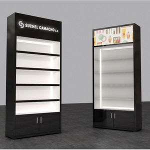 Exhibidor de Perfumes Moderno y Luminoso con Estantes Escalonados, <span class=keywords><strong>Diseño</strong></span> de Pared Trasera, Acabado de Pintura Horneada, Color Blanco, Mostrador Personalizable - Product Image 1