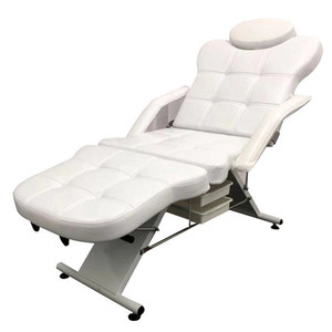 Table de massage en cuir PU blanc, fauteuil inclinable réglable, canapé rembourré pour salon, hôtel - Product Image 1