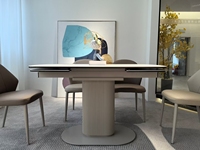 Ensemble table et chaises de salle à manger extensible - Plateau en pierre frittée - Gain de place - 10 personnes - Appartement moderne de luxe - Pieds en métal - Meubles de salle à manger