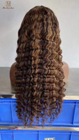 Lemoda — perruque Lace Front Wig bouclée, perruque naturelle, Deep Wave, couleur or, 13x4, cheveux humains, pour femmes, 4/27