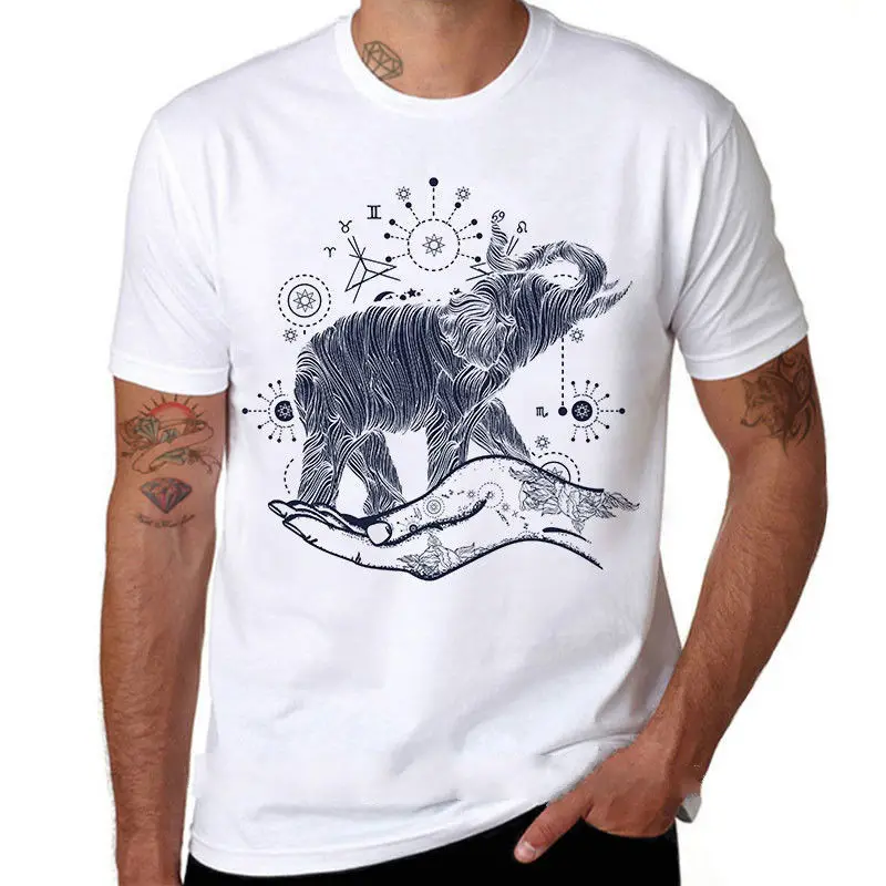 China Fabriek 100% Katoen Custom Afdrukken Mannen Witte Zachte Olifant T-shirt