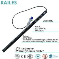KAILES (KLS) Série K55 ZB PDU intelligent monophasé 63A, 30 prises 24C13+6C19, anti-chute, montage en rack, en tôle, usage industriel