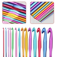 Aiguilles à tricoter en aluminium, ensemble de Crochet en métal, Crochet, pull, bricolage, artisanat, fil, aiguille à coudre, outils de couture, couleurs variées, 14 pièces
