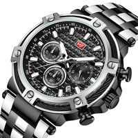 Jam tangan pria MINI fokus 0470G, arloji kasual Stainless Steel Quartz bercahaya, tampilan tanggal kronograf mewah bisnis modis