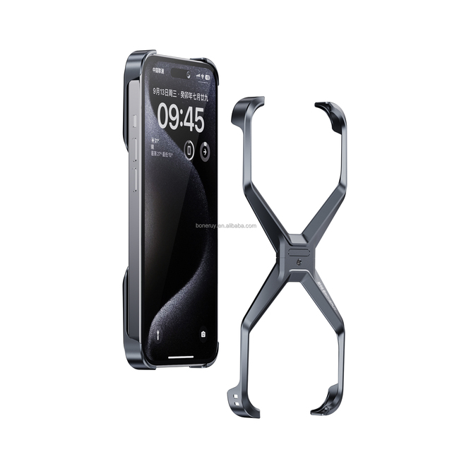 Boneruy Luxury Armored Detachable Hollow Mobile Phone Case Shockproof Aluminum Anti Heat Phone Cover for iPhone 15 16 Pro Max