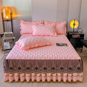 ODM/OEM Luxury Modern 3-Piece Bedskirt <strong>Set</strong> ODM/OEM Matching Curtains King Size Lace <strong>Ruffle</strong> Polyester Bedding <strong>Set</strong> - Product Image 2