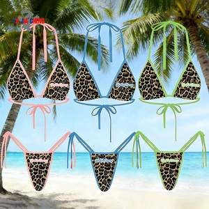 Conjunto de Bikini Personalizado con Estampado de Leopardo para Mujer, Traje de Baño de Dos Piezas, Ropa de Playa Sexy con Top y Braguita - Product Image 3