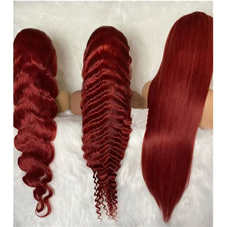 Burgundy Curly Lace Front Human Hair Wigs with Baby Hair 99J Colored Brazilian Remy Hair Wavy Hd Lace Frontal Wigs For Women