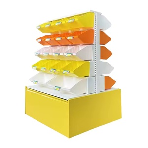Présentoir simple double face avec cadre d'extrémité, mobilier commercial, armoires métalliques et plastiques pour produits secs en vrac et snacks - Product Image 2