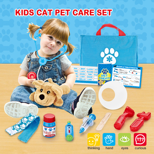 Kits de vétérinaire pour enfants avec sac de chien en peluche, jeu de simulation de vétérinaire, soins aux animaux de compagnie, jeu de médecin pour enfants, filles, 15 pièces - Product Image 2
