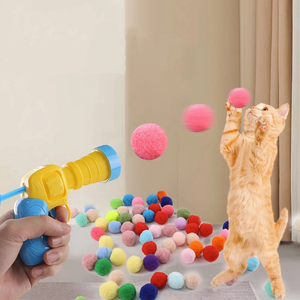 Lanceur de balle pour chat en plastique interactif, nouveau jouet pour animaux de compagnie, jouets amusants interactifs, balle en laine colorée à haute élasticité - Product Image 1