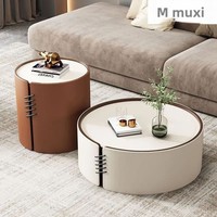 Table basse en marbre avec plateau en pierre, style italien, luxe léger, pour petit appartement, ensemble de meubles modernes et minimalistes pour salon