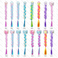 Vente en gros d'extensions de cheveux pour filles, extensions queue de cheval tressées de couleur papillon avec élastiques