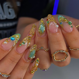 เล็บปลอมฝรั่งเศสสุดหรูแบบกดติด  ยาวเต็มเล็บ  ทำมือ  แบรนด์ส่วนตัว - Product Image 5