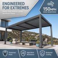 Gazebo bioclimatique en aluminium motorisé écologique, résistant aux intempéries et au vent, pour restaurant en bord de piscine, espace de loisirs