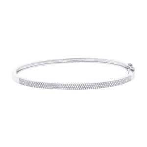 Lozrunve Bling <span class=keywords><strong>CZ</strong></span> Đá Pave <span class=keywords><strong>CZ</strong></span> Thời Trang Ba Hàng <span class=keywords><strong>Bangle</strong></span> Vòng Đeo Tay Sterling Silver Bạc 925 - Product Image 2