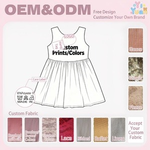 Vestito Estivo Senza Maniche per Bambine con Stampa Pesca Personalizzata, Abito Girevole con Apertura Posteriore e Bottoni, Abbigliamento per Bambini - Product Image 2