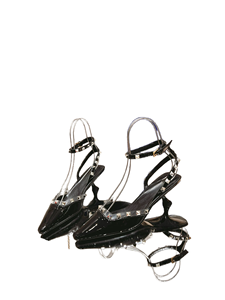 Tacones Slingback con Correa en el Tobillo y Punta Puntiaguda con Adornos Dorados Metálicos - Product Image 2