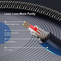 Câble RCA de haute qualité en nylon tressé plaqué or 3,5 mm vers 2 RCA pour l'audio de voiture, vente en gros d'usine