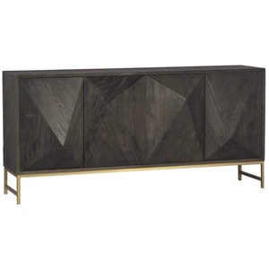 Buffet de rangement luxueux en bois noir de style rétro pour la maison - Product Image 1