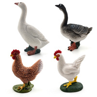 Statue d'animaux de simulation artisanale en résine, mini canard, cygne, poules, coq, figurines d'animaux pour la décoration de la maison et du jardin