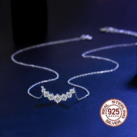 Collier élégant en argent 925 avec pendentif en forme de sourire incrusté de zircone ronde de 5 mm pour femmes, banquet, cadeau pour la Saint-Valentin