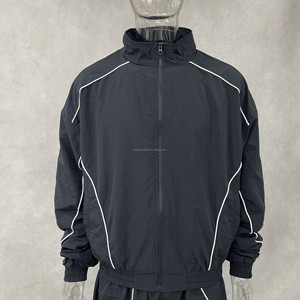 Custom Clothing Manufacture Baggy Piping Windbreaker Sweatsuits 2 Piece Set Lightweight Oversized Plain <strong>Tracksuits</strong> for Men - Product Image 3