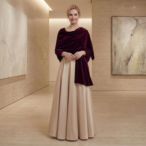 Women Solid Burgundy Velvet <b>Shawl</b> <b>Wrap</b> Long Shoulder Stole for Evening Dress Wedding Party Formal Occasion Wear - Product Image 3