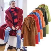 Tissus d'hiver en fausse laine pour femmes, Trench-coat, manteaux longs ours en peluche, bonne qualité, chaud, hiver
