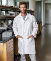 Blouse médicale professionnelle réutilisable unisexe avec poignets élastiques, vêtement de protection pour usage scientifique